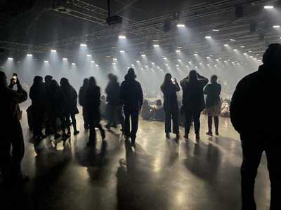 Crowd in a light based art installation
