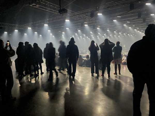 Crowd in a light based art installation