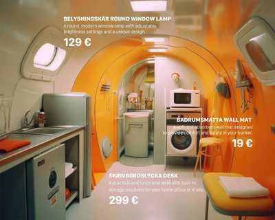 Image from Midjourney generated IKEA anti-nuclear bomb shelter products