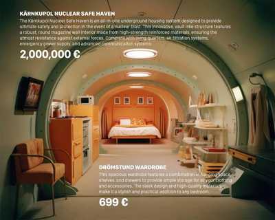 Image from Midjourney generated IKEA anti-nuclear bomb shelter products