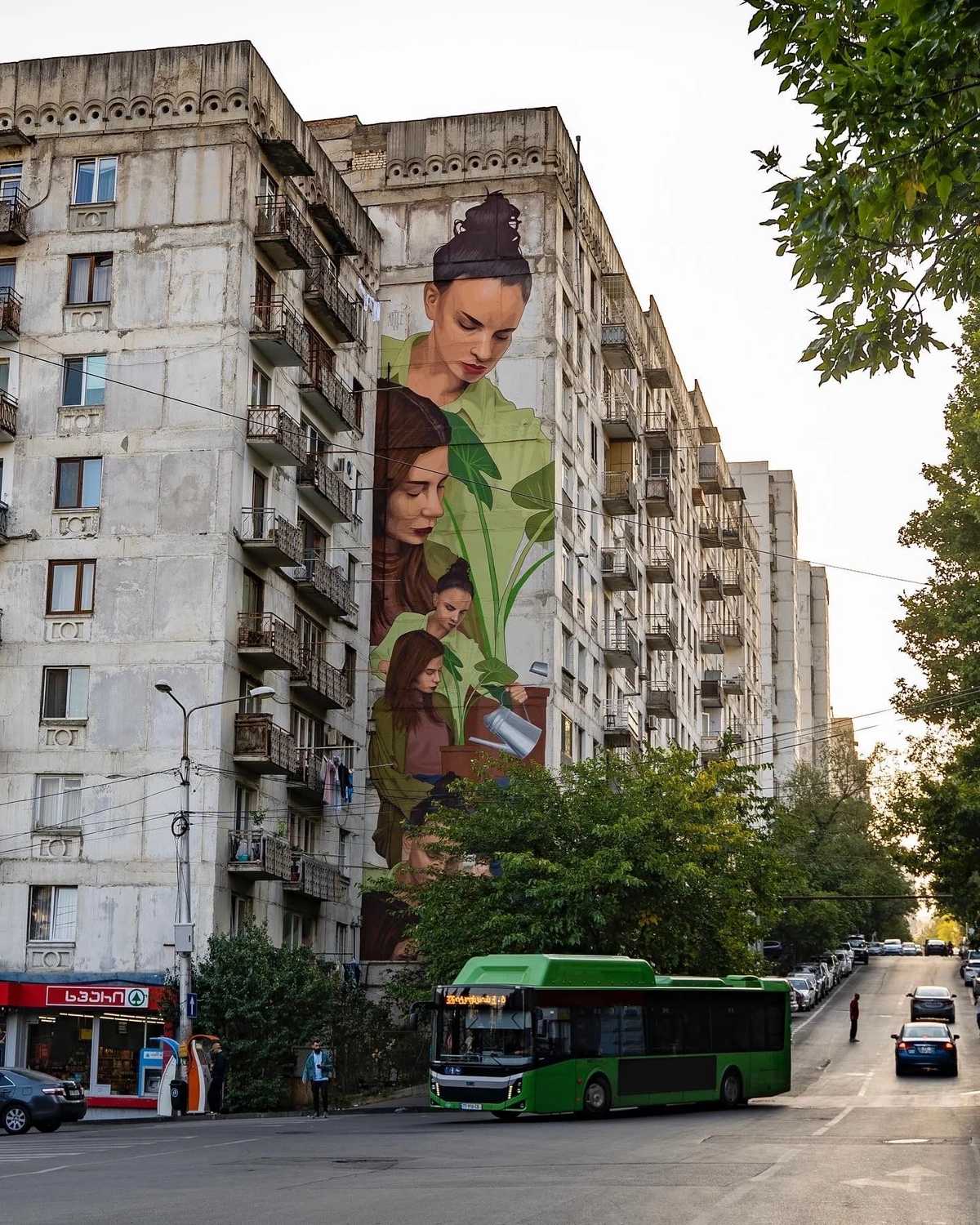 Mural of women on the side of a building