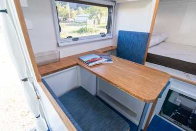 Seating area inside the camper