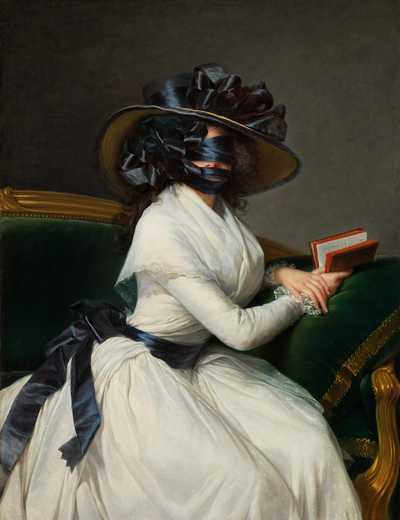 Woman hidden by blindfold