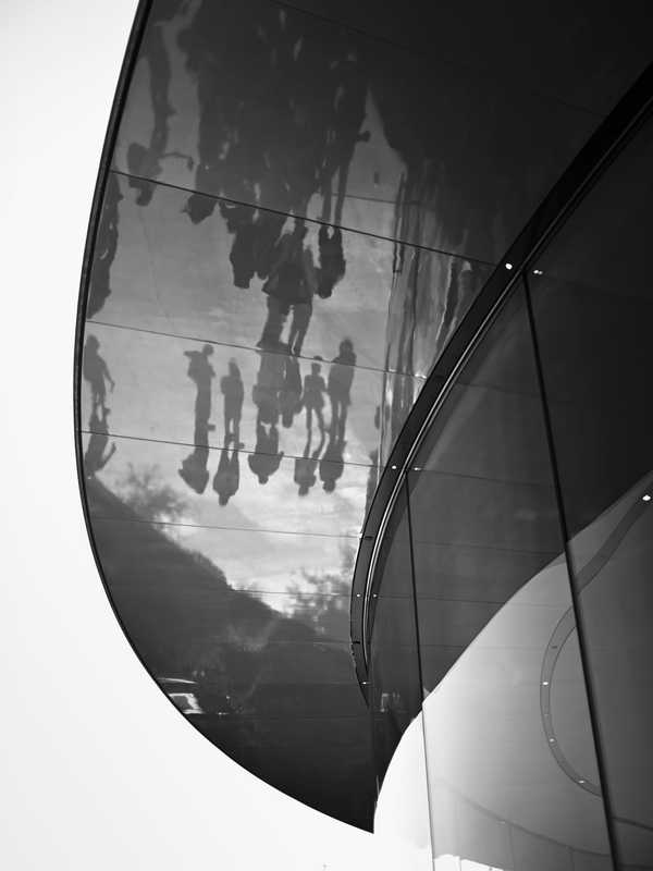 Reflection of people on a ceiling