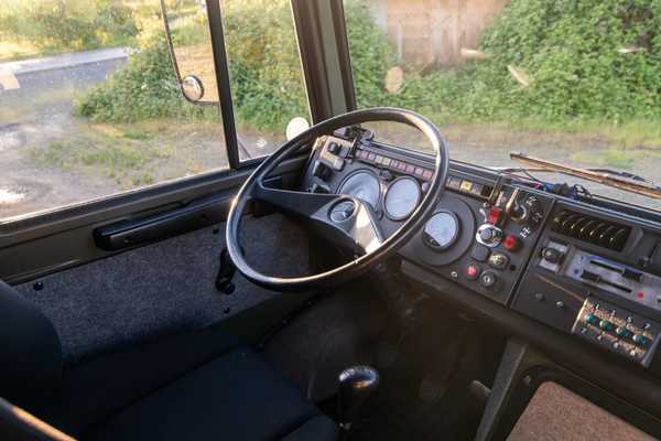 Inside the cab of the camper