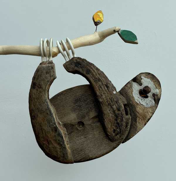 Driftwood sloth sculpture