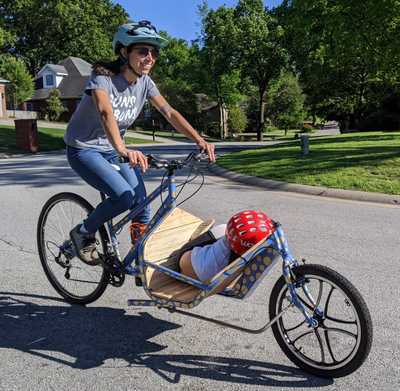 Woman riding a cargo bike