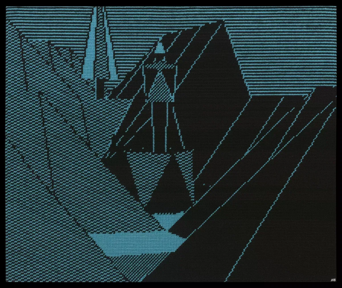 Embroidery of an old game scene