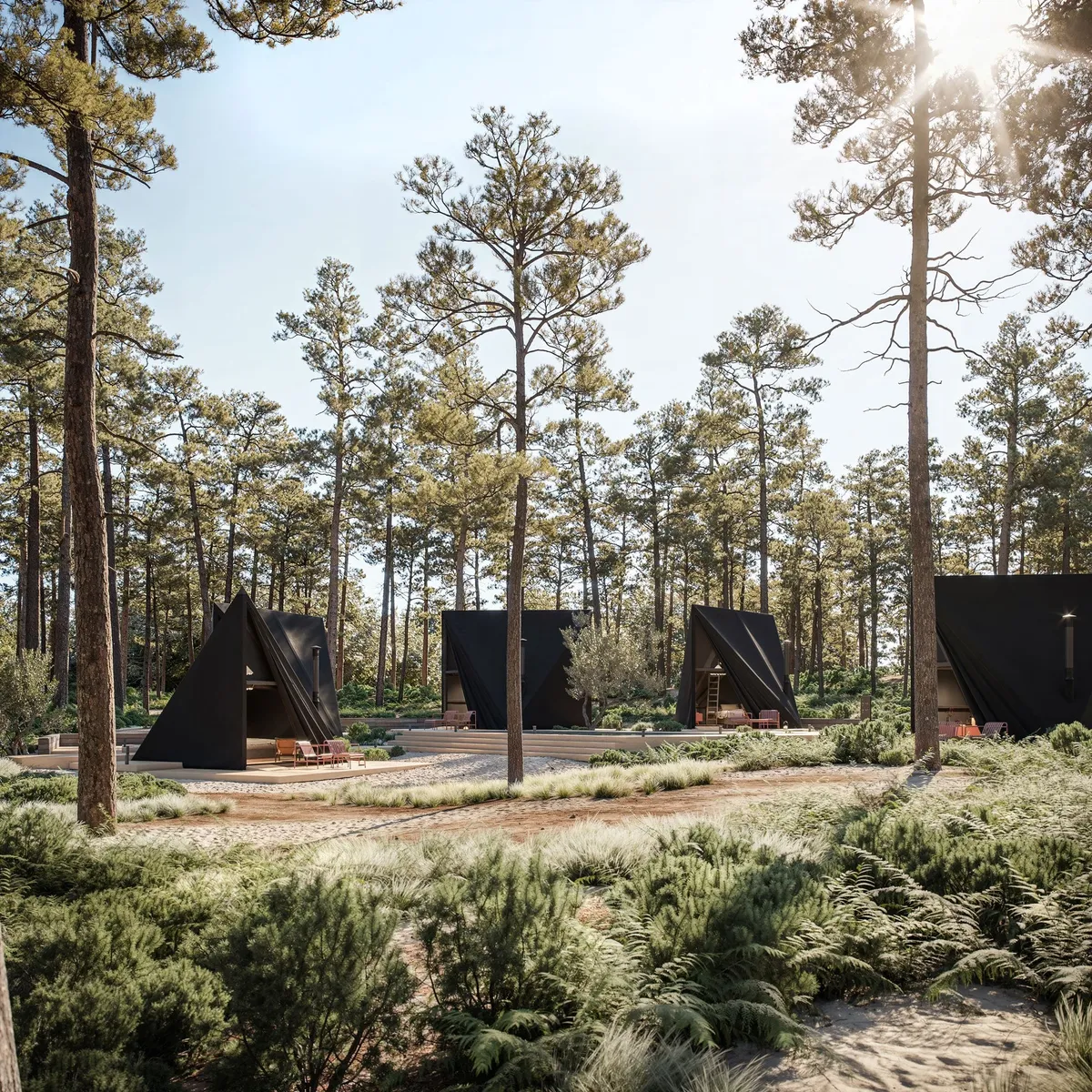 Photo of a group of glamping tent