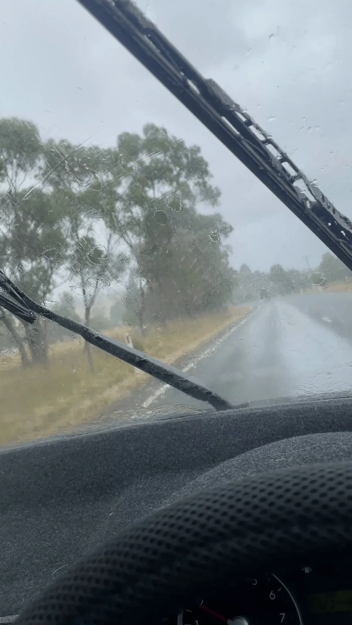 Rain on a windscreen in the middle of summer