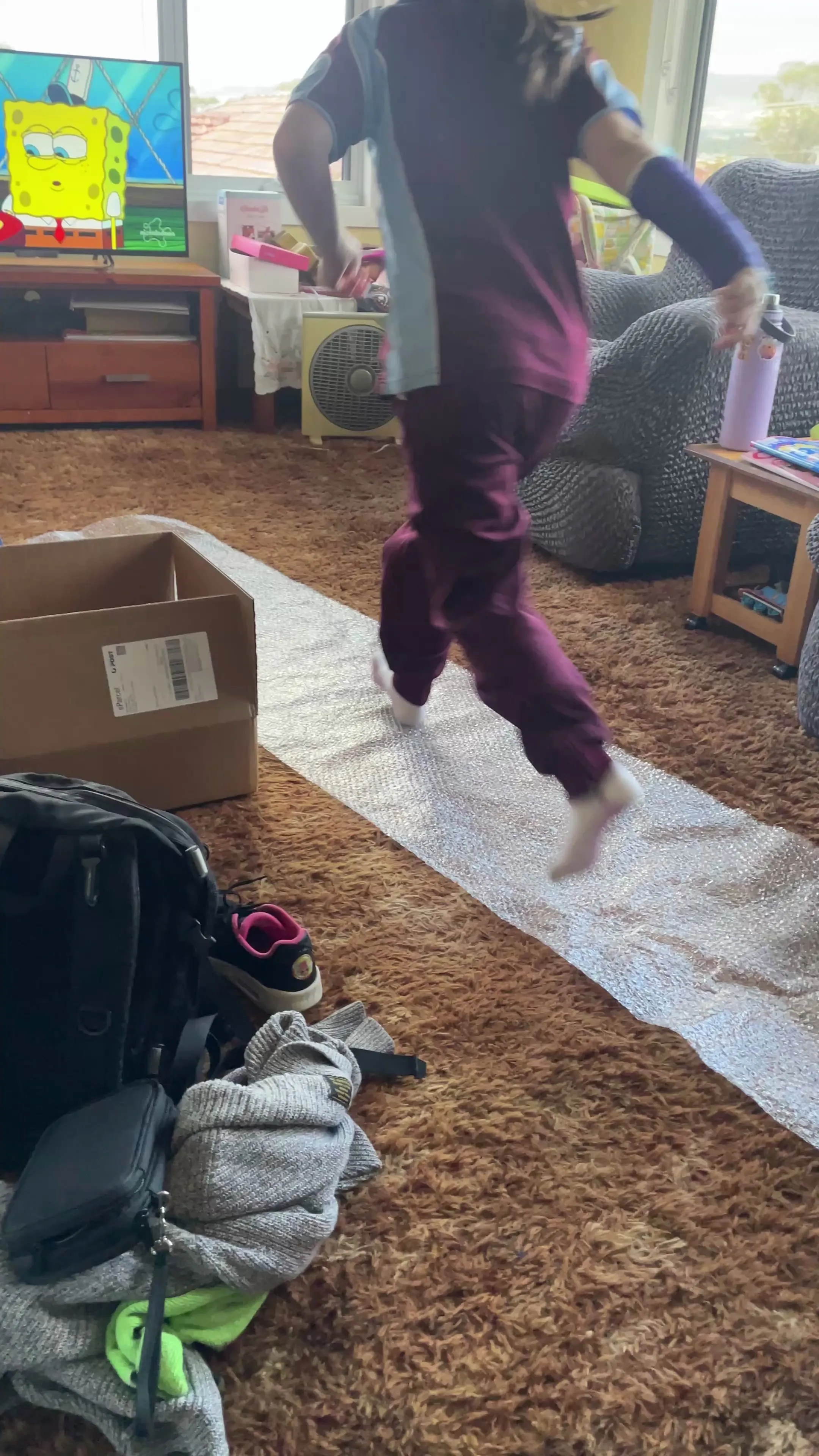 Niece and bubblewrap