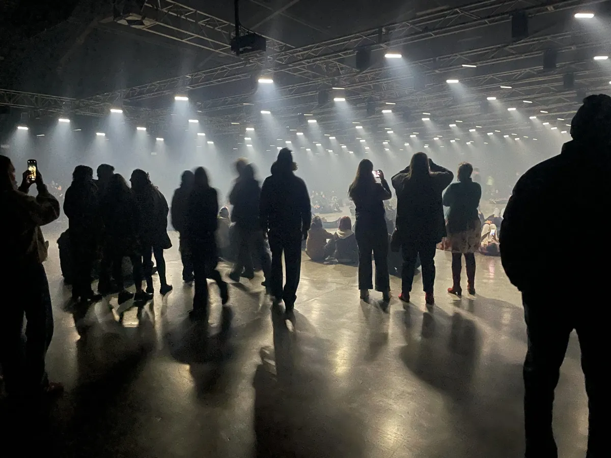 Crowd in a light based art installation