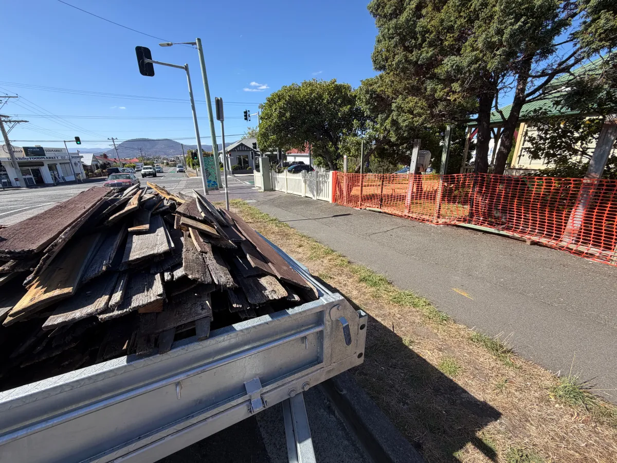 Dismantled fence in a trailer