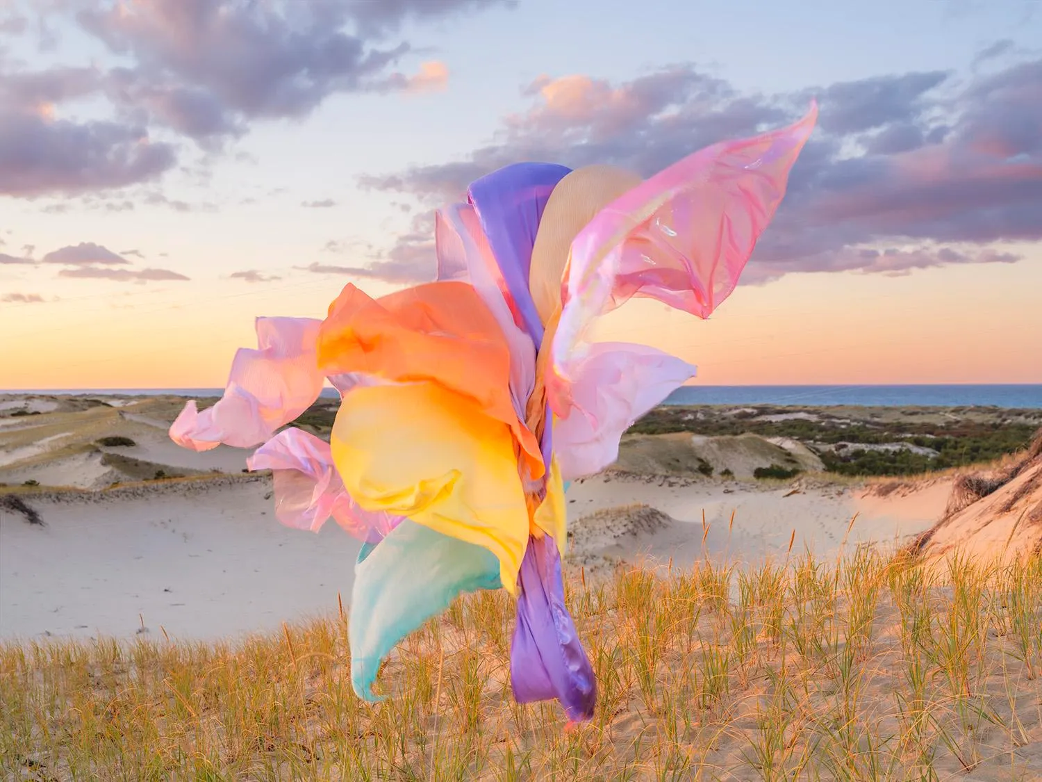 Photograph of cloth blowing in the wind