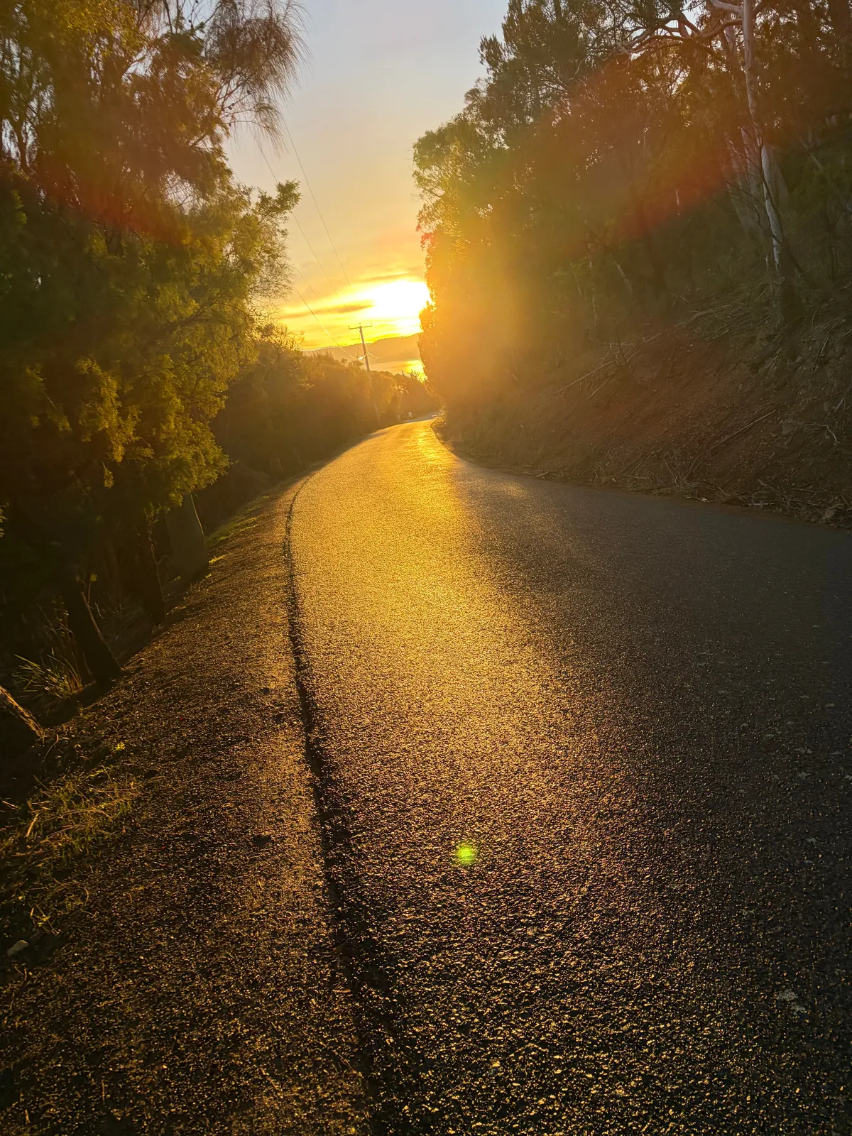 Sunrise over a road